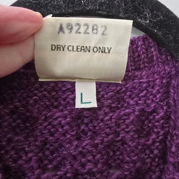 Kilronan Wear 100% Merino Wool Sweater Cardigan Purple Size L Large - Picture 6 of 11